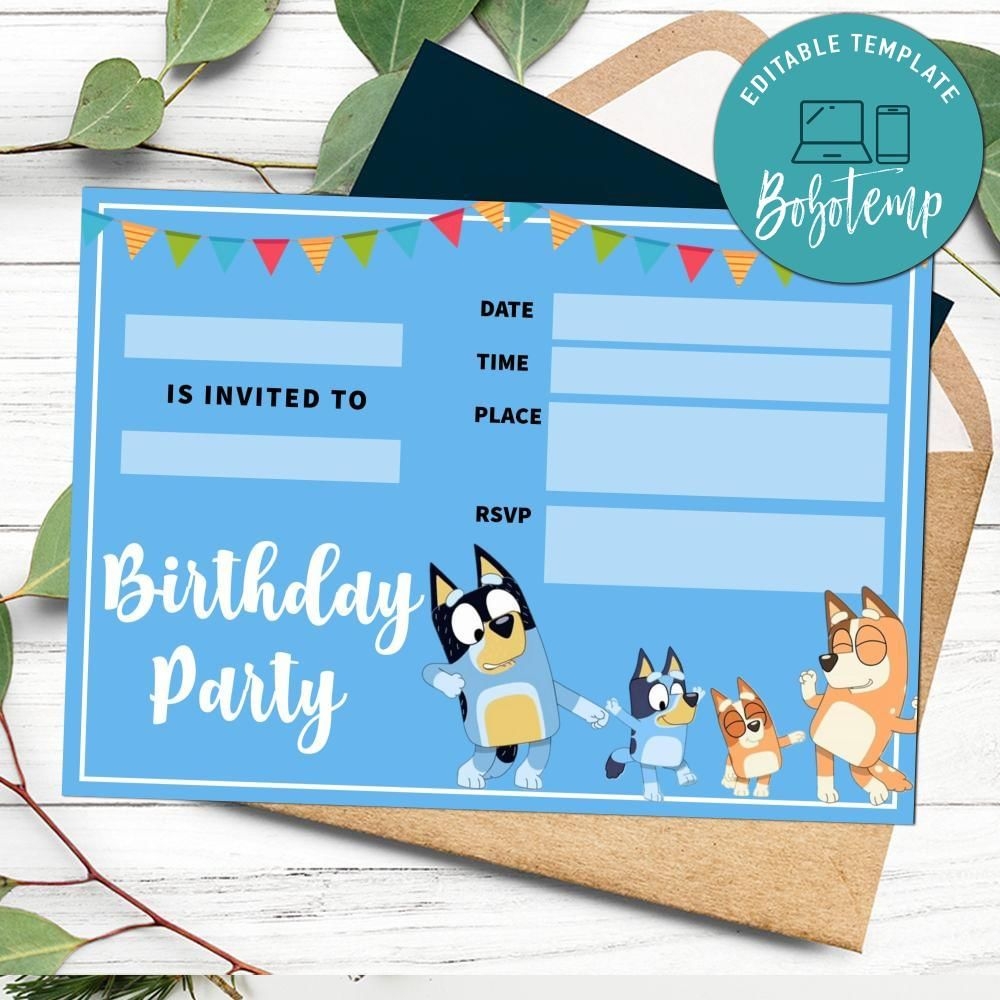free bluey birthday invitation template