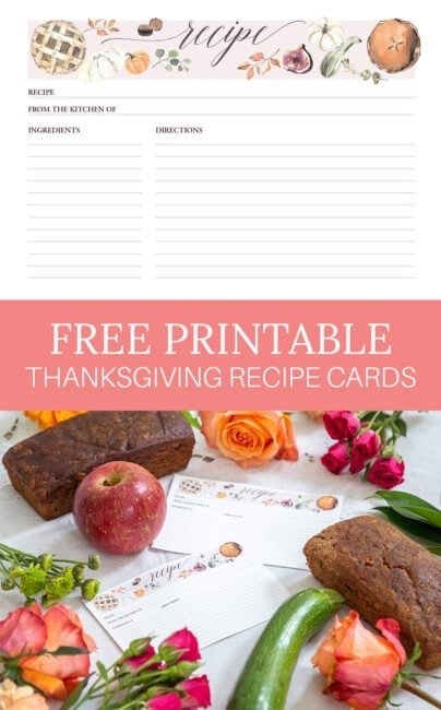 free printable thanksgiving recipe cards