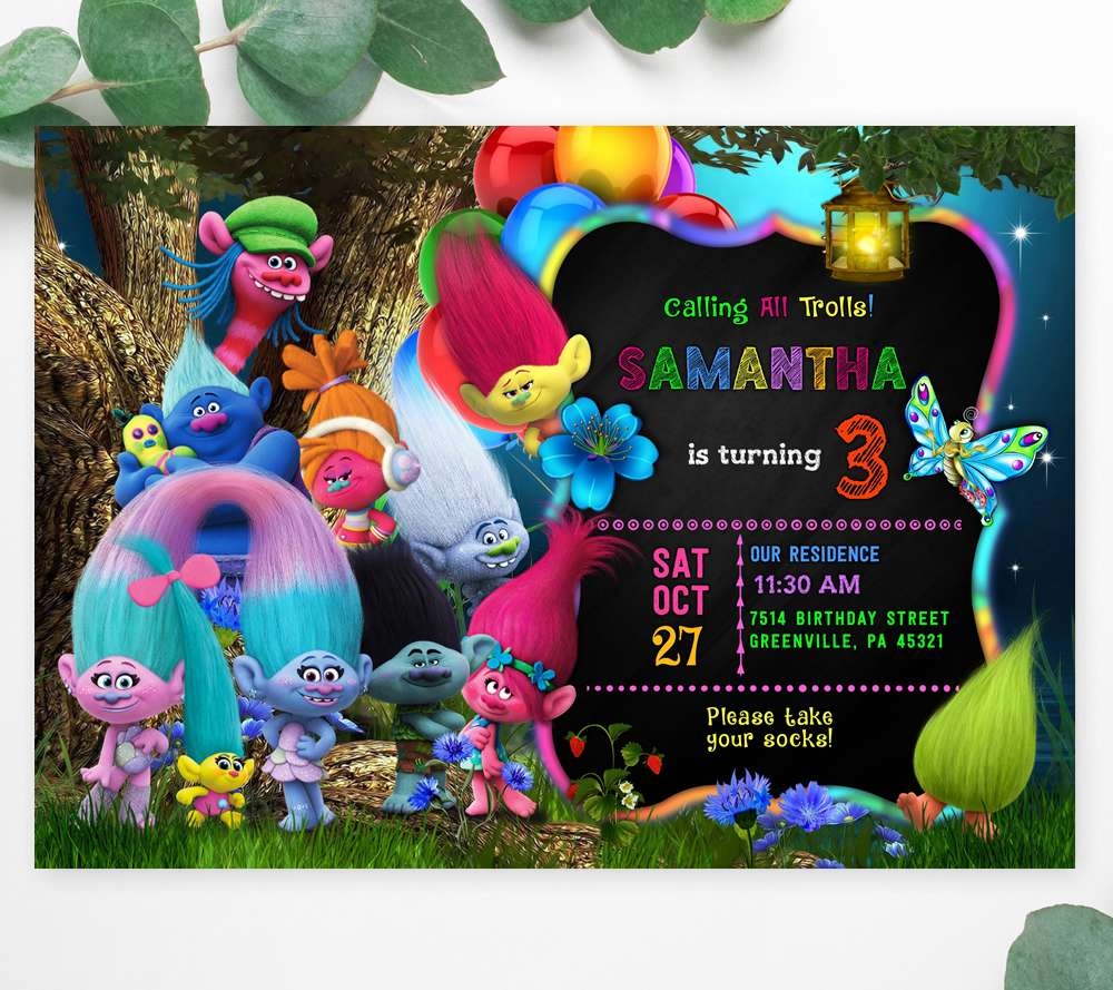 FREE Printable Trolls Birthday Invitation Templates Trolls 45 OFF
