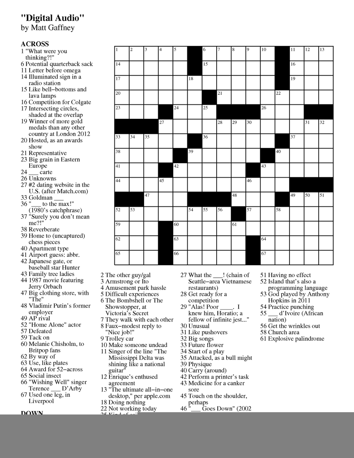 Free Printable Universal Crossword Puzzle Printable Crossword Puzzles