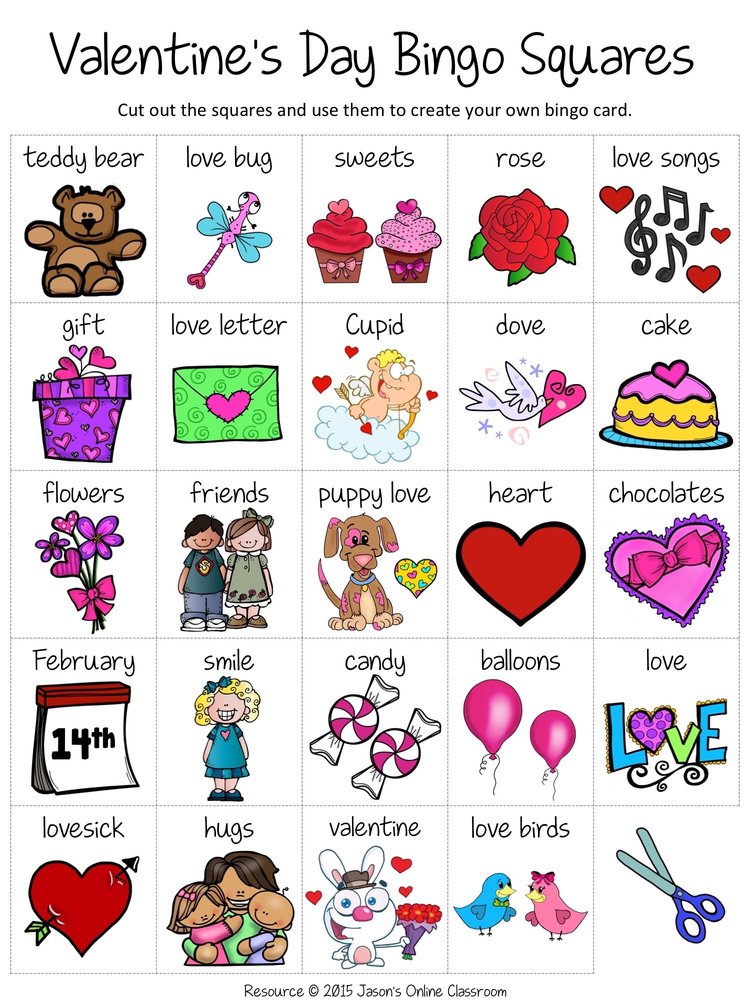 free printable valentine's bingo cards