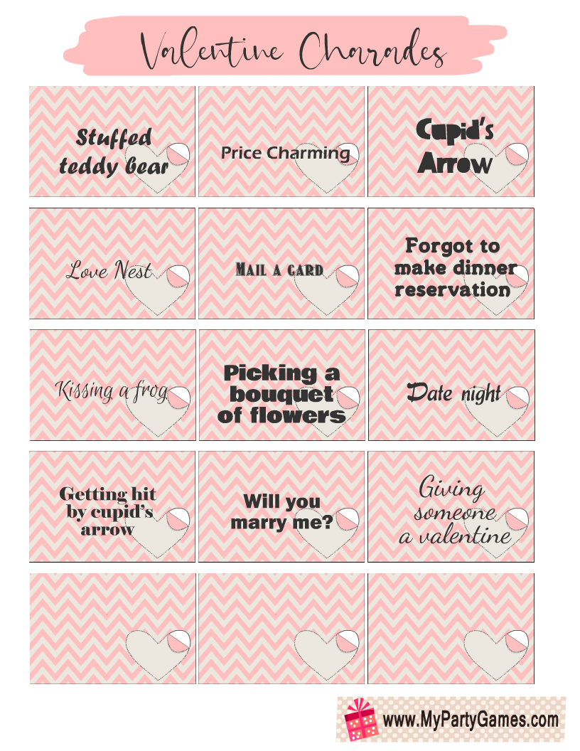 Free Printable Valentine s Day Charade Cards
