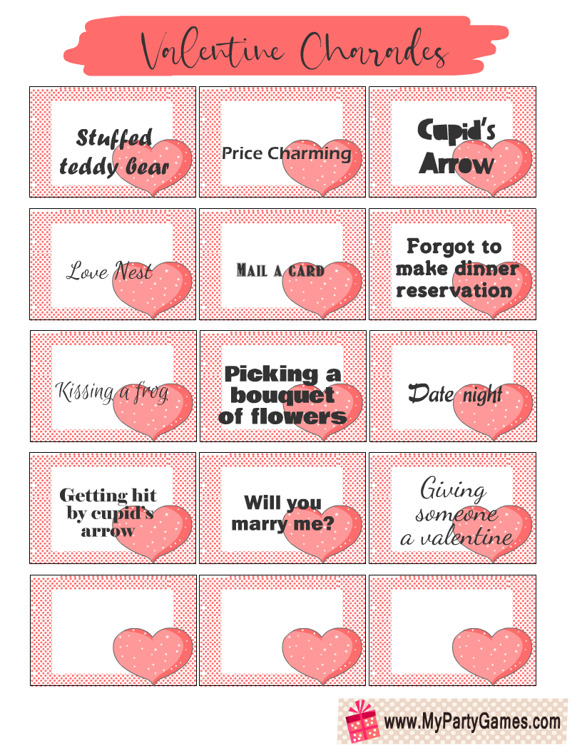 Free Printable Valentine s Day Charade Cards