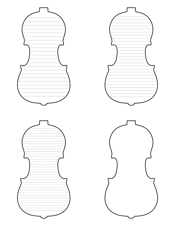 Free Printable Violin Shaped Writing Templates
