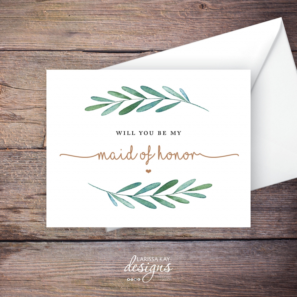 free printable maid of honor cards