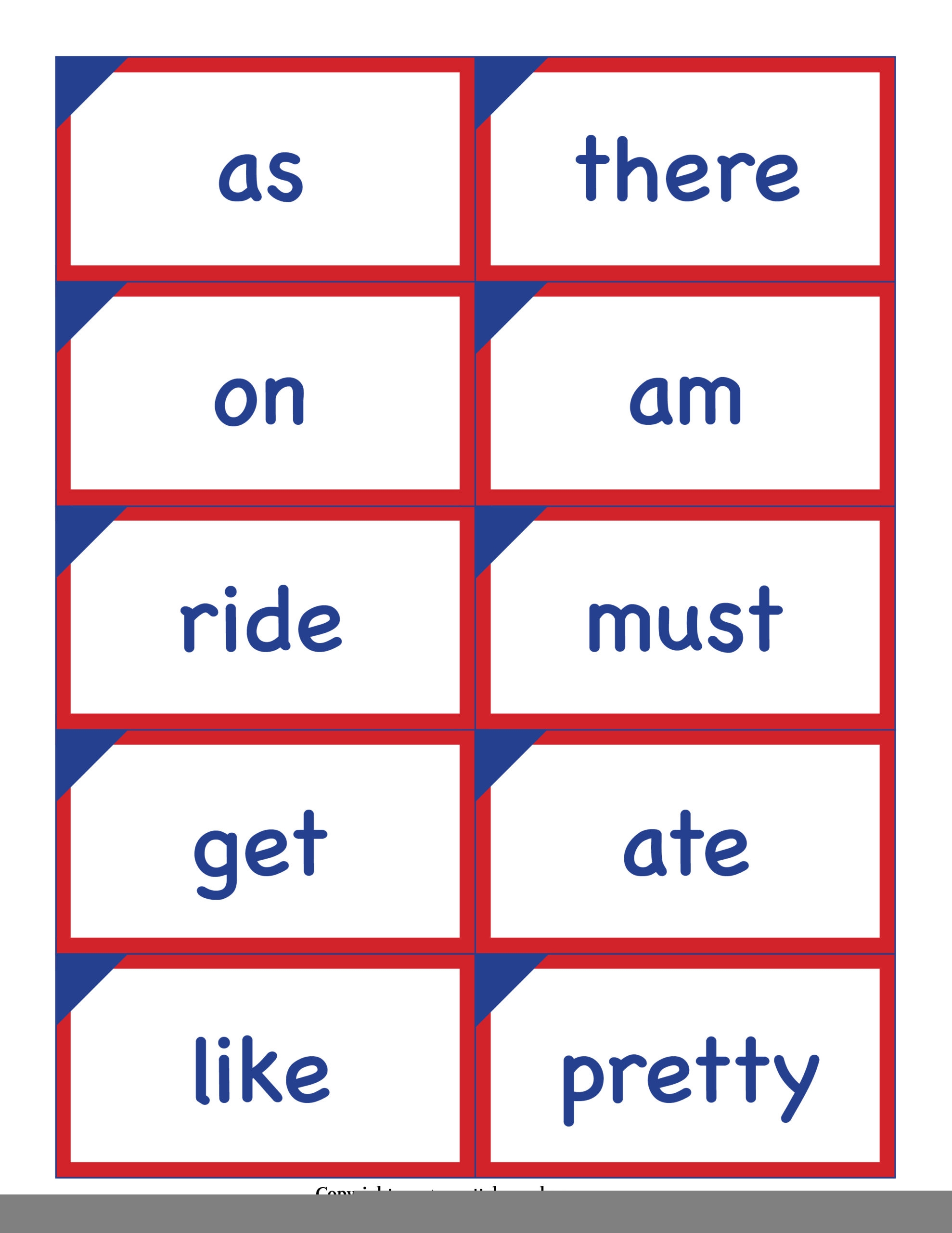 Free Printable Word Flash Cards Printable Flash Cards