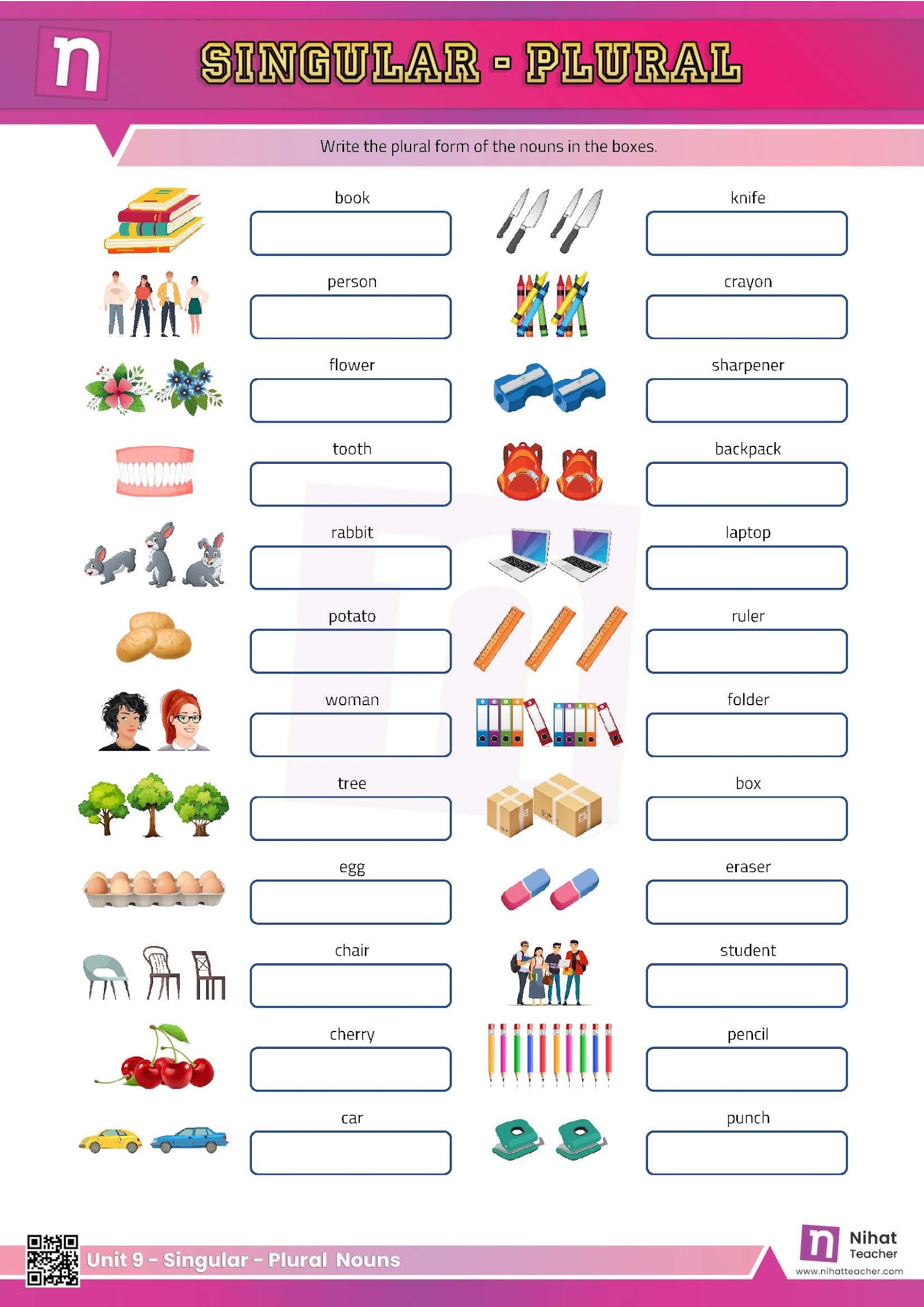 Free Printable Worksheets Nouns Singular And Plural Download Free 