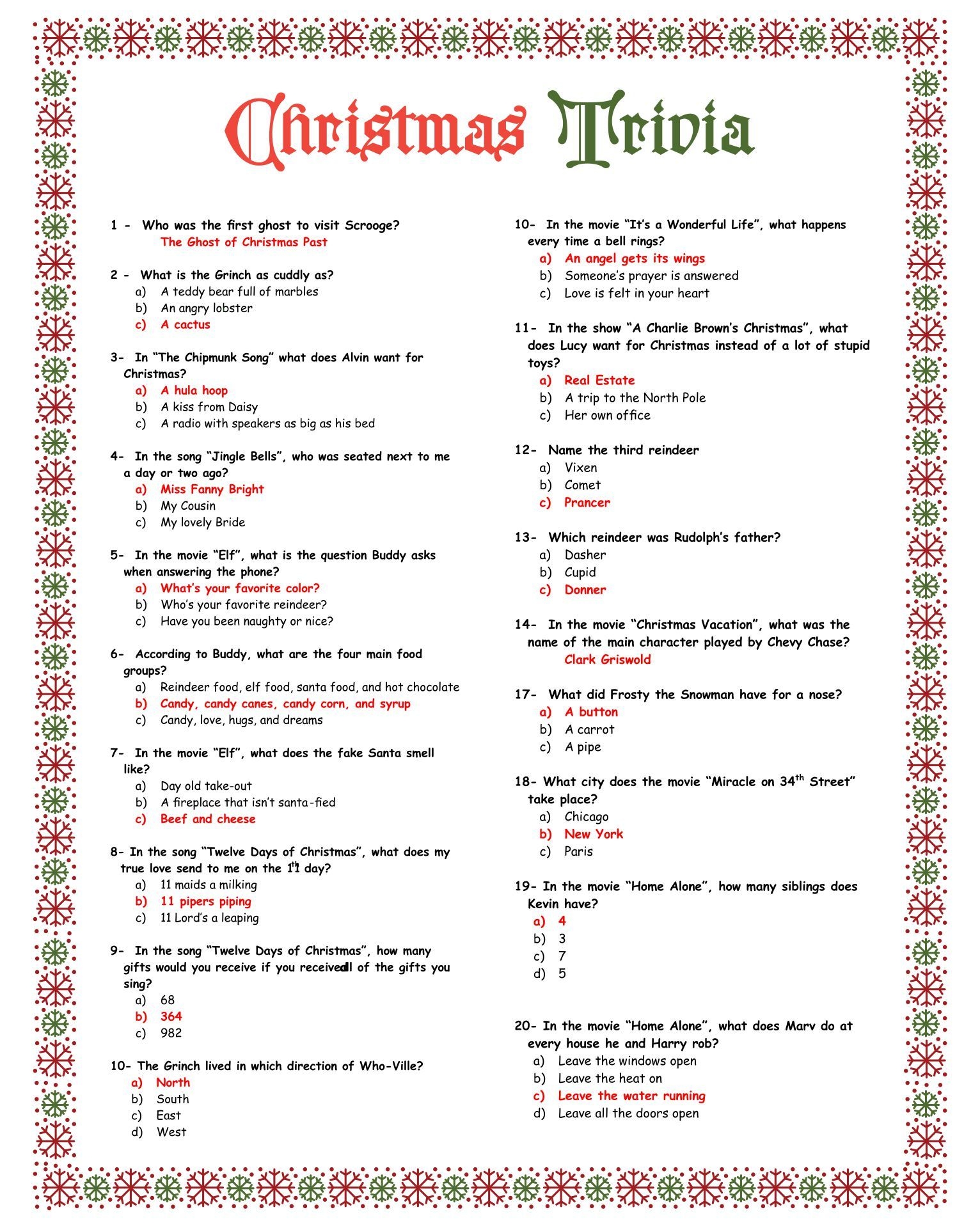 Free Printable Xmas Trivia Games Printable New Year Banners