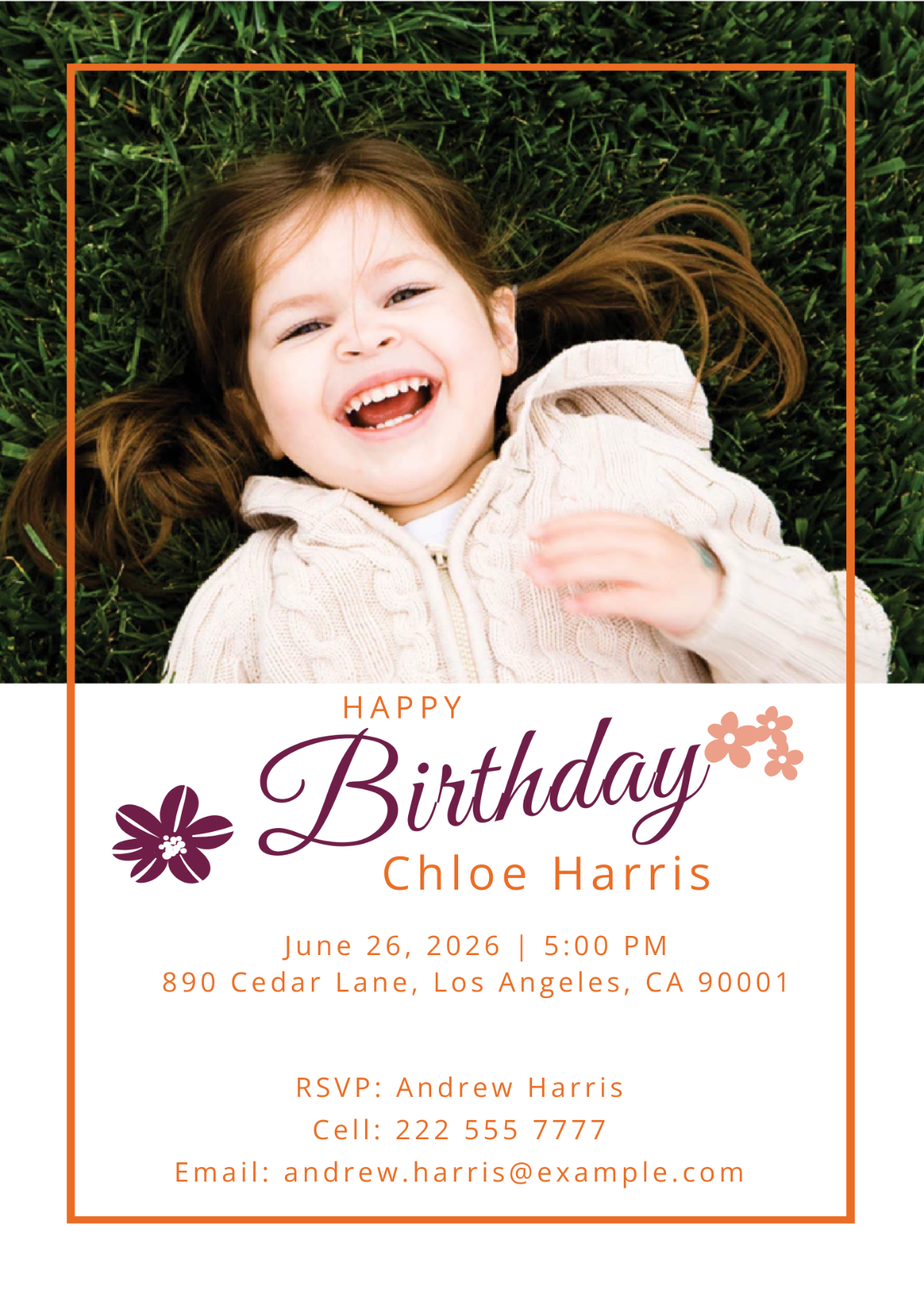 Free Professional Happy Birthday Invitation Template To Edit Online