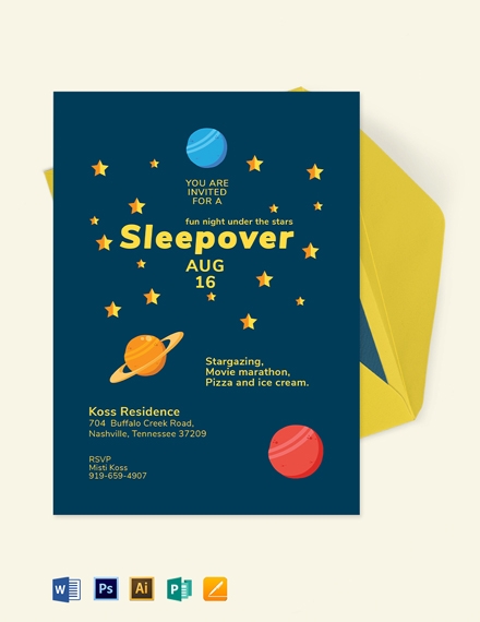 FREE Sleepover Invitation Template Download In Word Illustrator 
