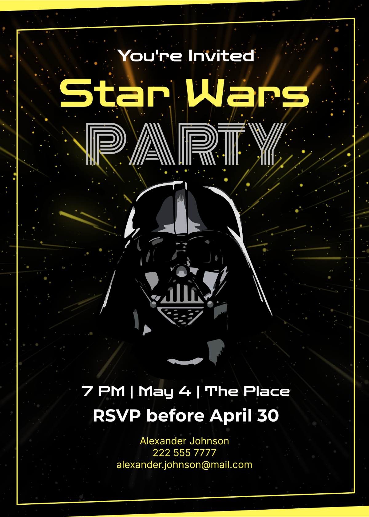 Free Star Wars Party Invitation Template To Edit Online