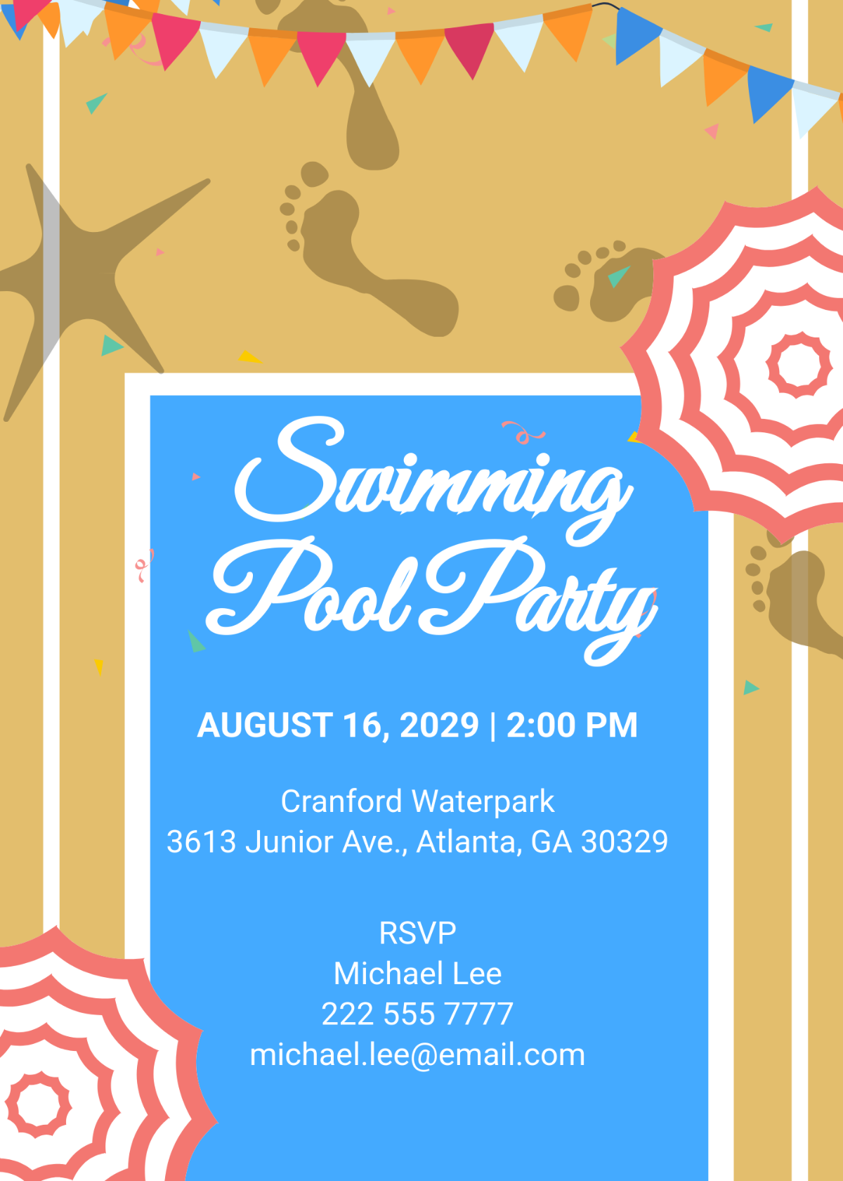 free pool party invitation template