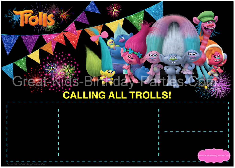 Free Trolls Invitation Template Card Template