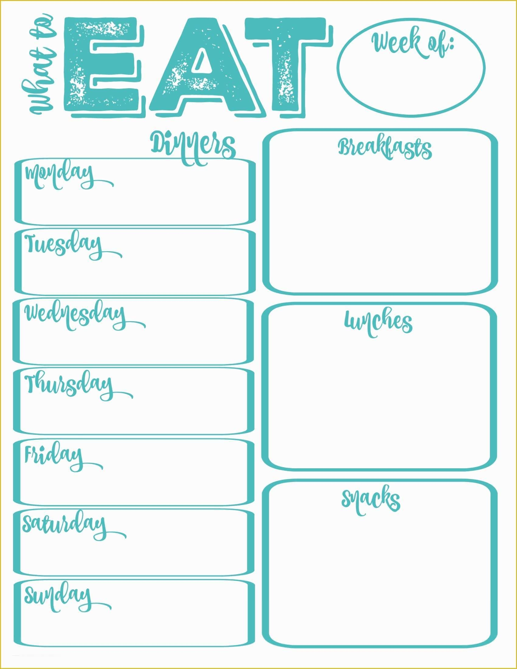 free printable weekly meal planner template