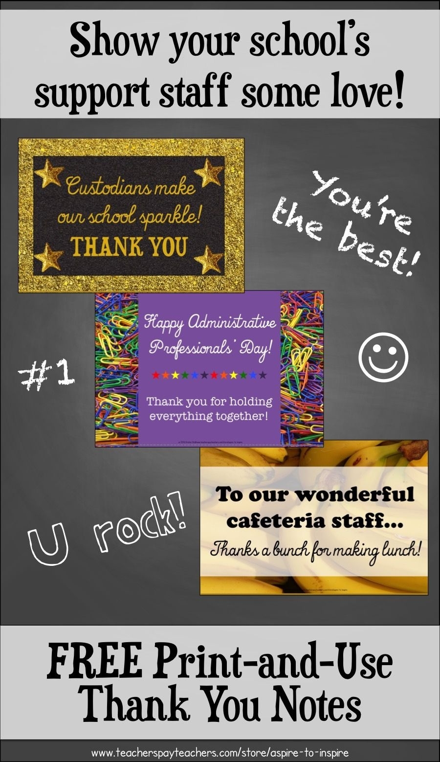 Freebie Support Staff Thank You Notes Grades 3 6 School 