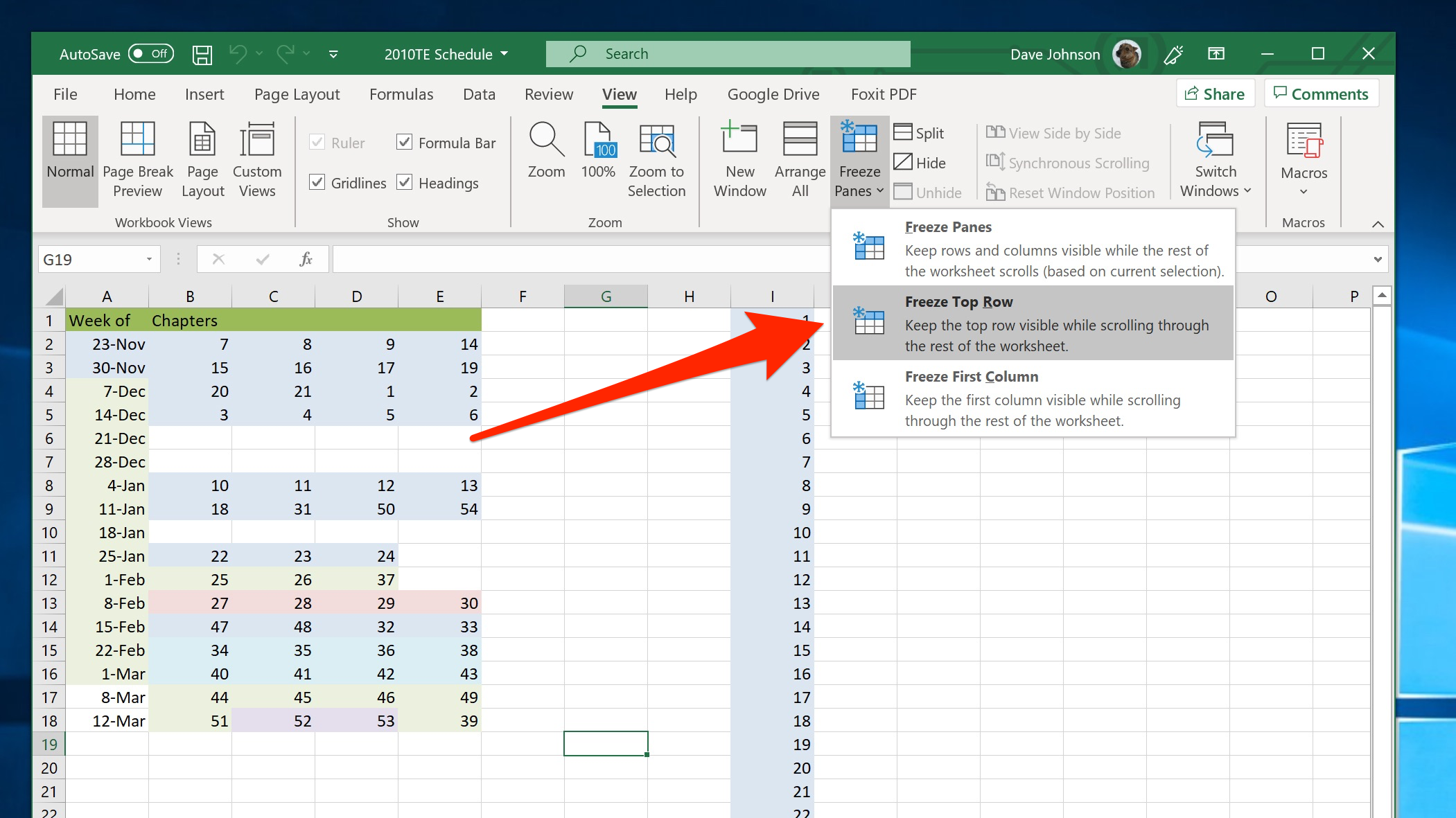 Freeze The Top Row Of The Worksheet Excel