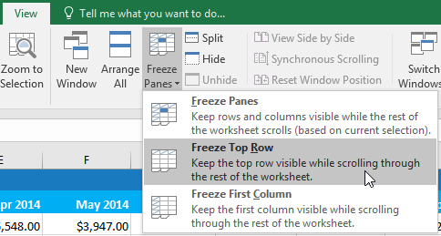Freeze The Top Row Of The Worksheet