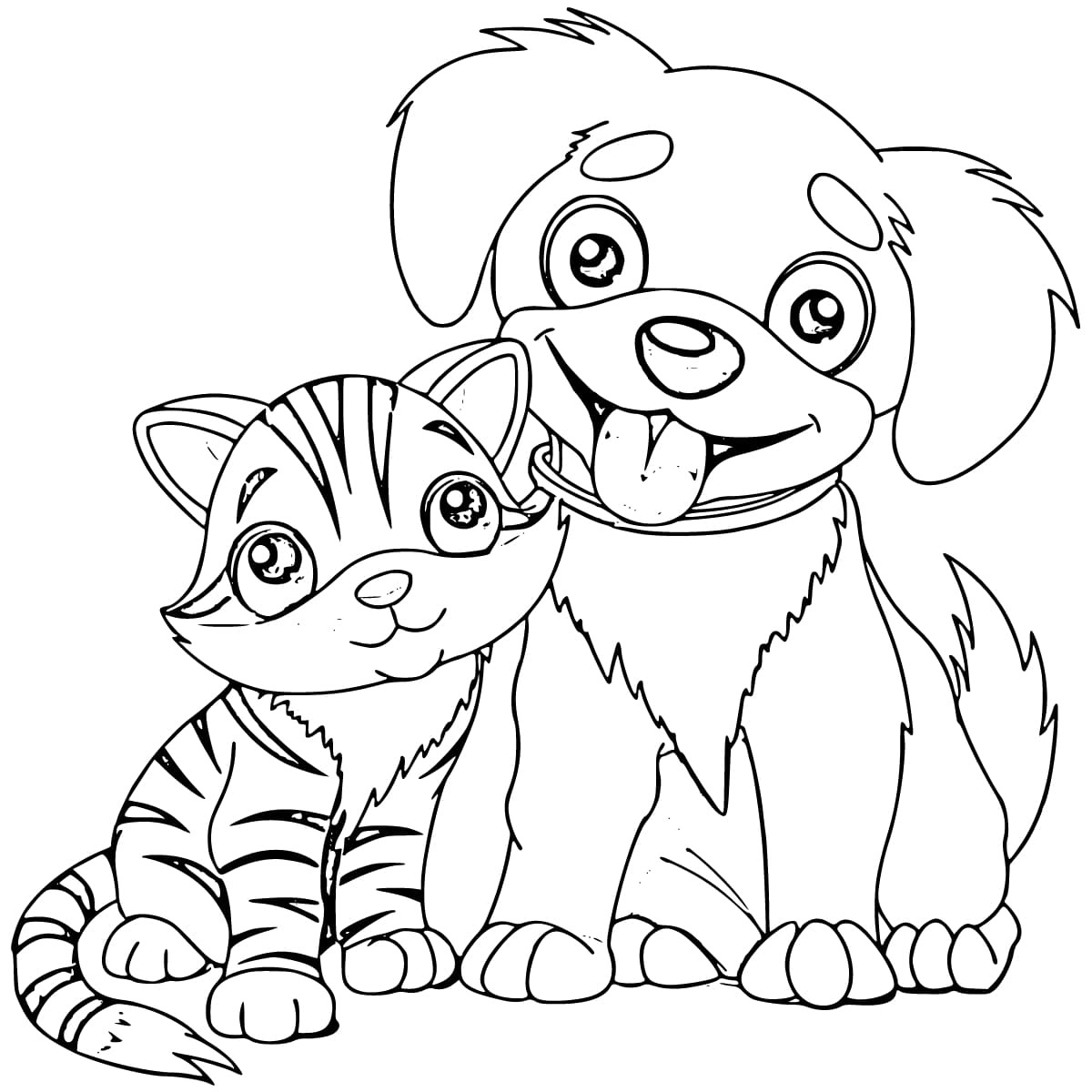 Cat And Dog Coloring Pages