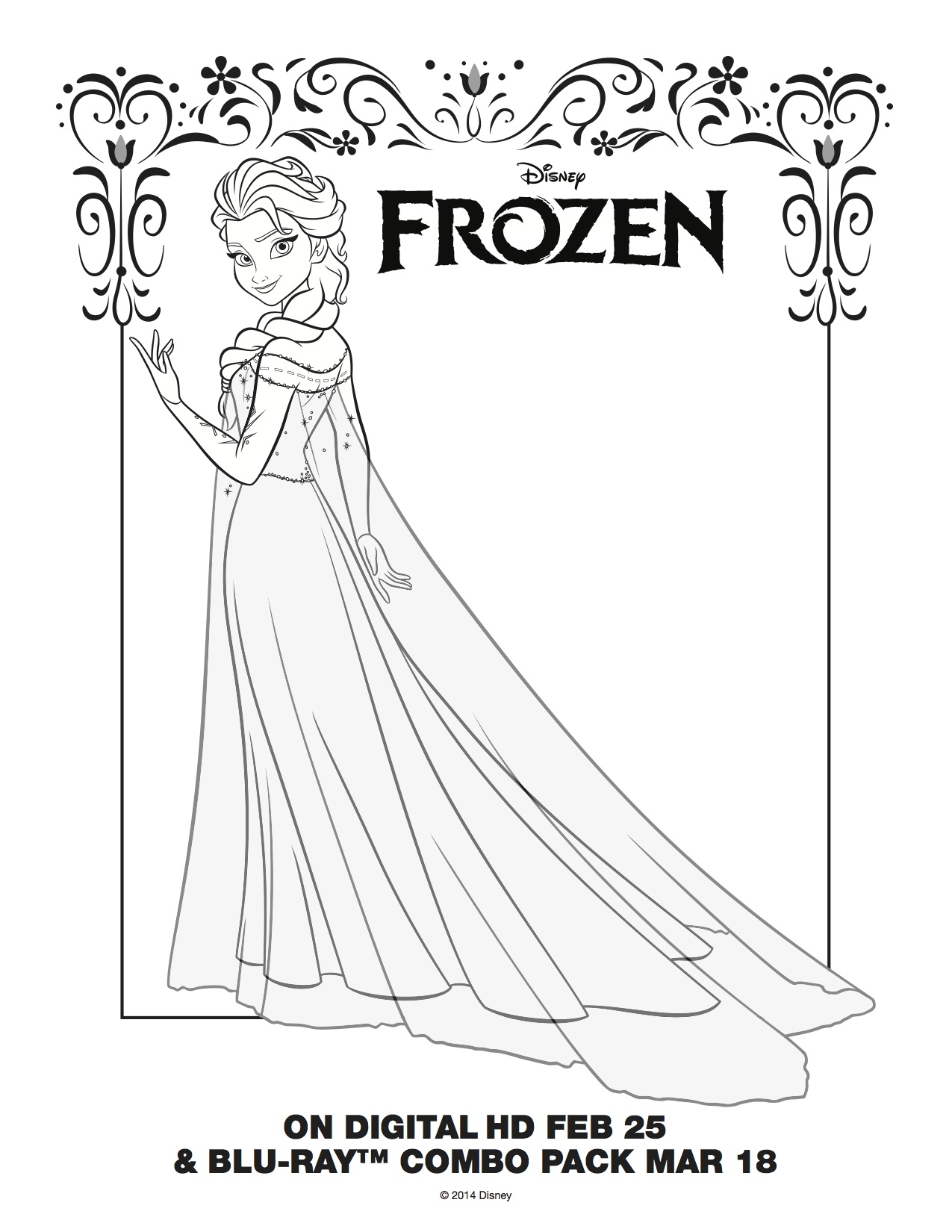 Elsa Frozen Coloring Page