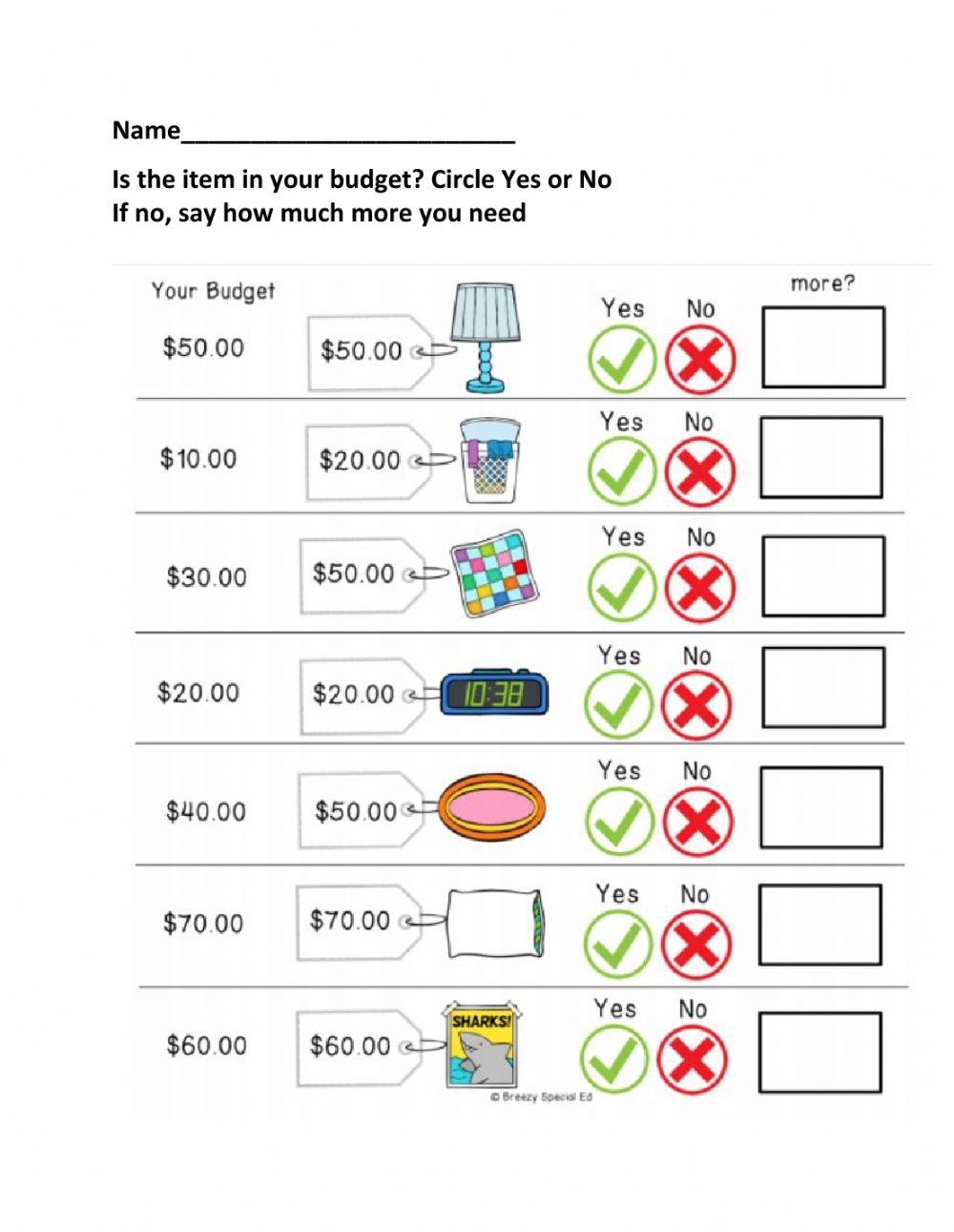 free budgeting worksheets