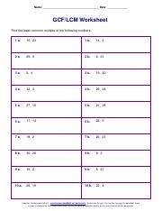 gcf and lcm worksheet