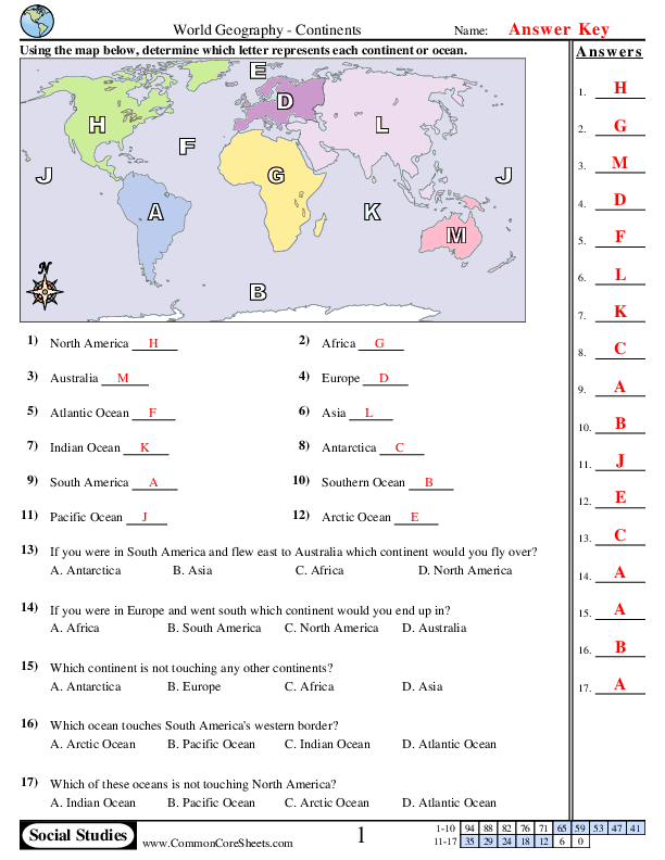 geography worksheets