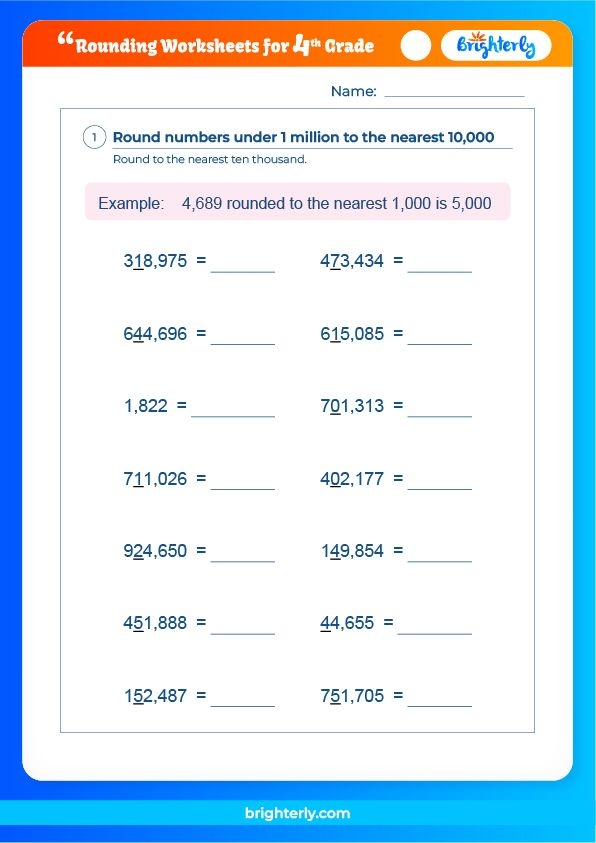 Get Free Rounding Worksheets For The 4th Grade At Brighterly