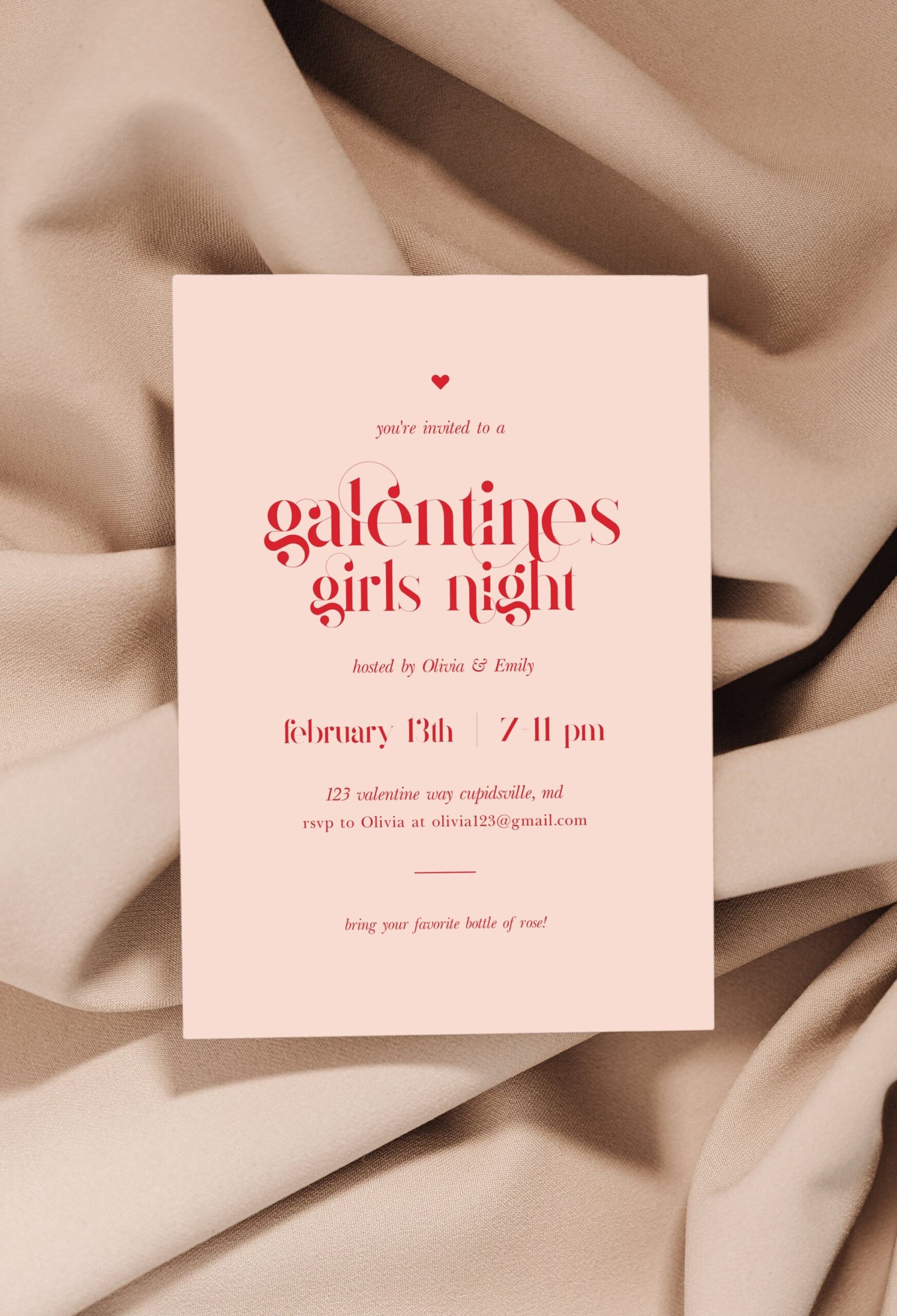 Glam Galentine 39 s Day Invitation Template Bold Red Valentines Invite