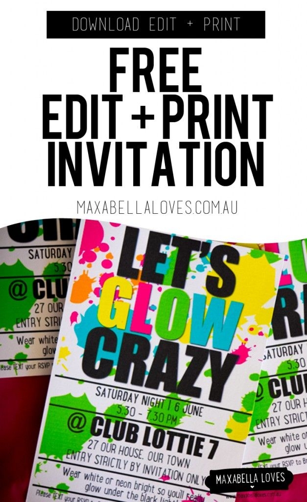 Glow Party Invitation Free Templates Printable And Enjoyable Learning