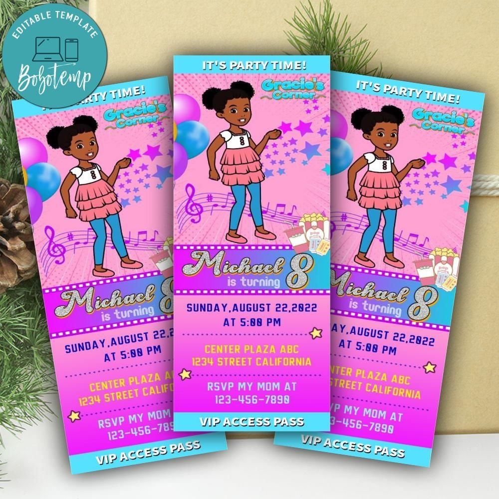 Gracie 39 s Corner Ticket Invitation Customizable Template Bobotemp