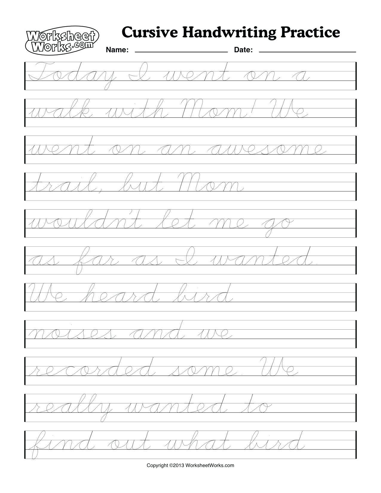 printable cursive writing worksheets