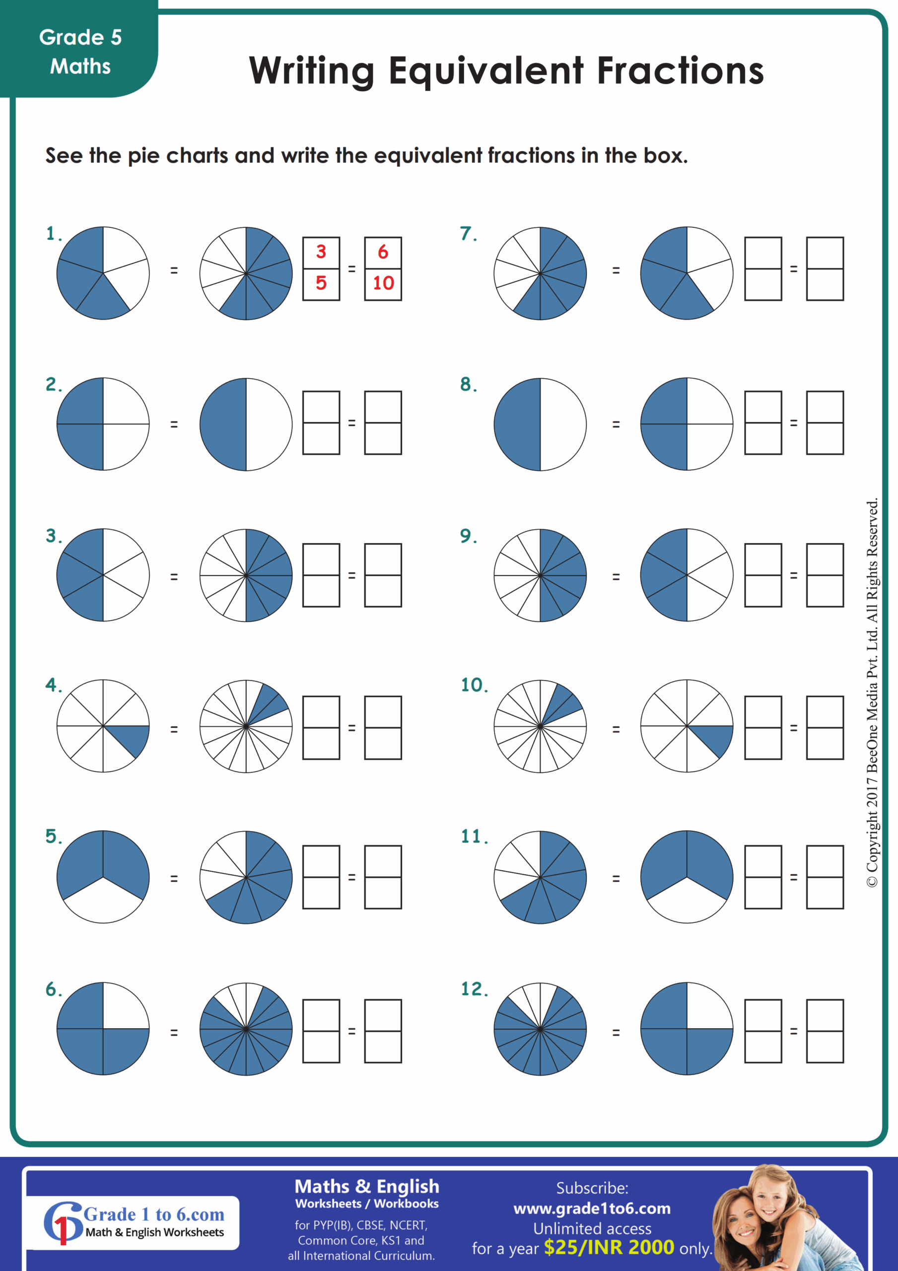 equivalent fraction worksheets