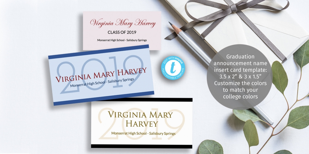 Graduation Name Card Insert Diy Customizable Printable Etsy