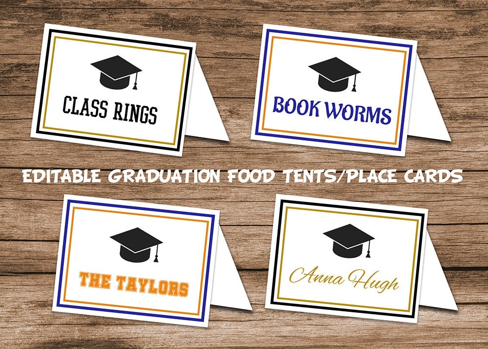 Graduation Party Food Label Template Printable Grad Buffet Tent 