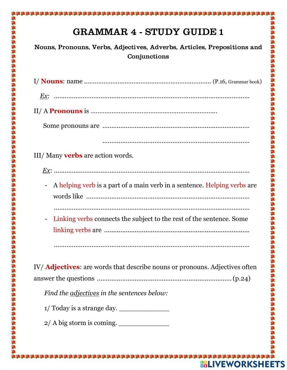 Grammar Study Guide Worksheet Live Worksheets Worksheets Library