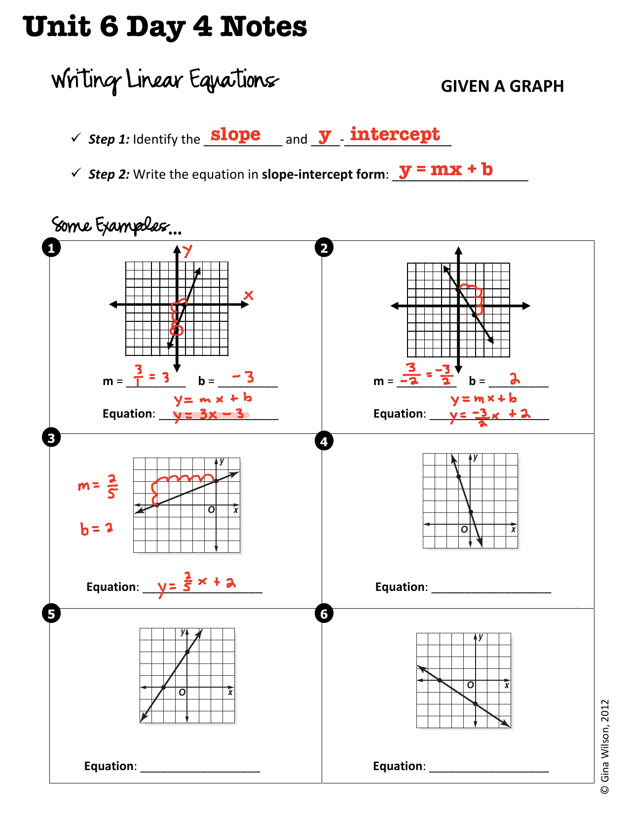 graphing the equation of a line worksheet
