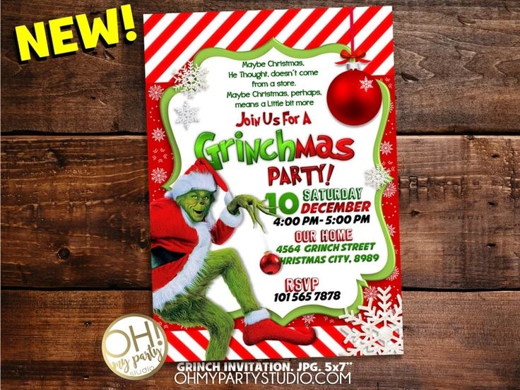 Grinch Party Invitation Template Printable Word Searches