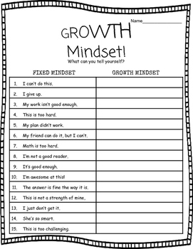 Growth Mindset Worksheet By Miss Maggie Teachers Pay Teachers