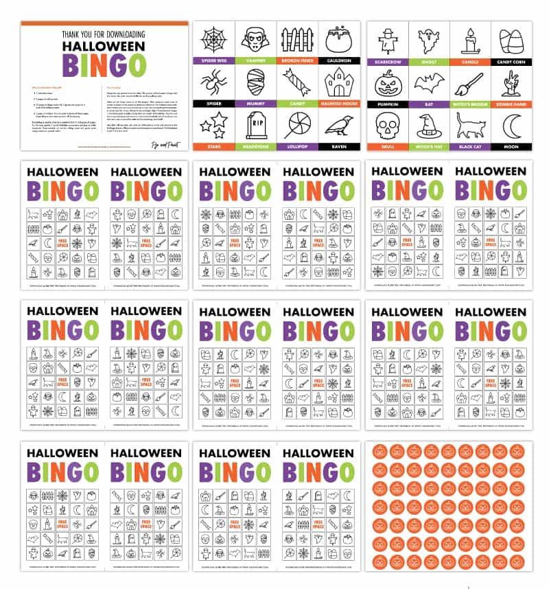 free printable halloween bingo cards for 20 players pdf