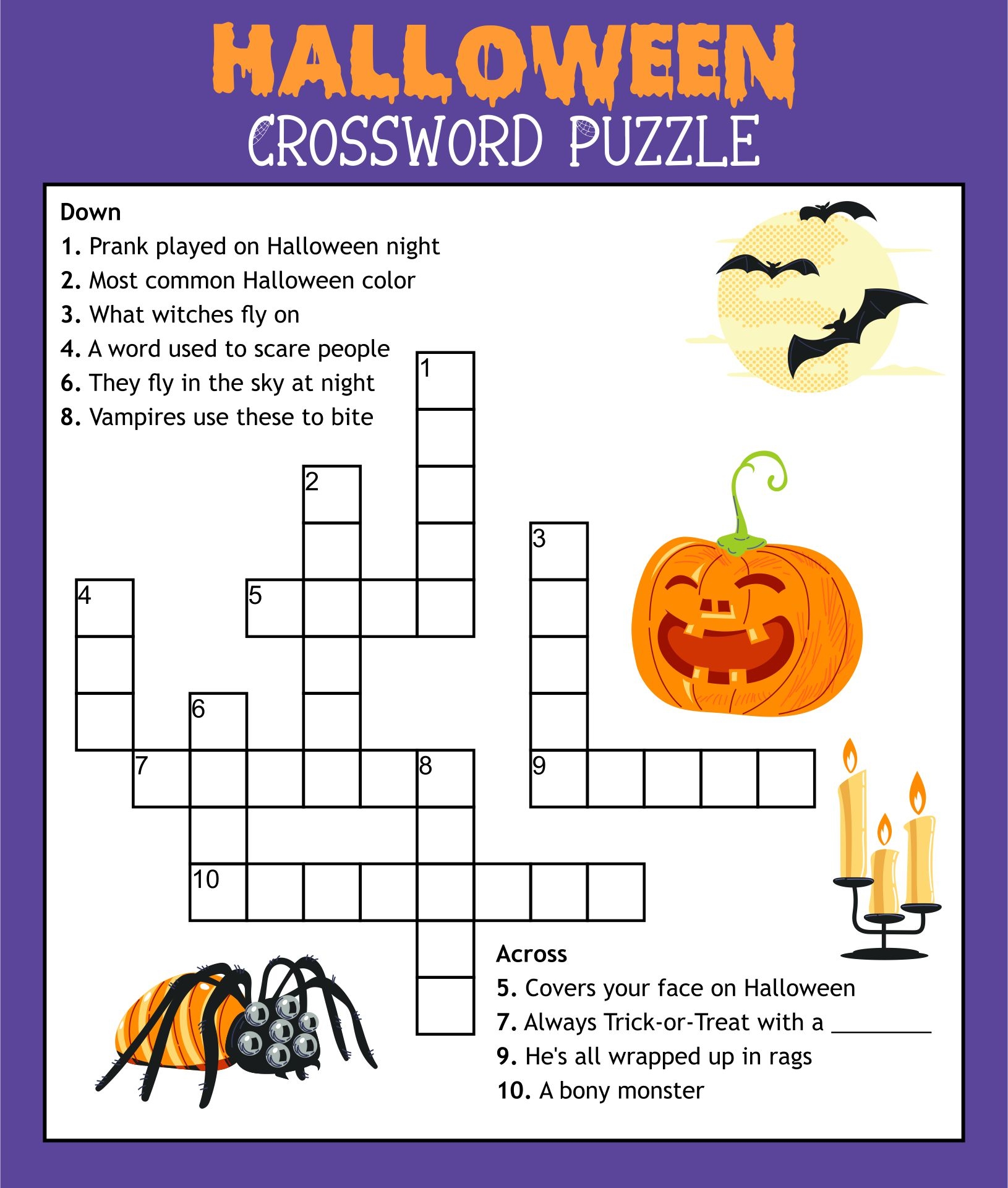 Halloween Crossword Puzzle Printable Printable Templates