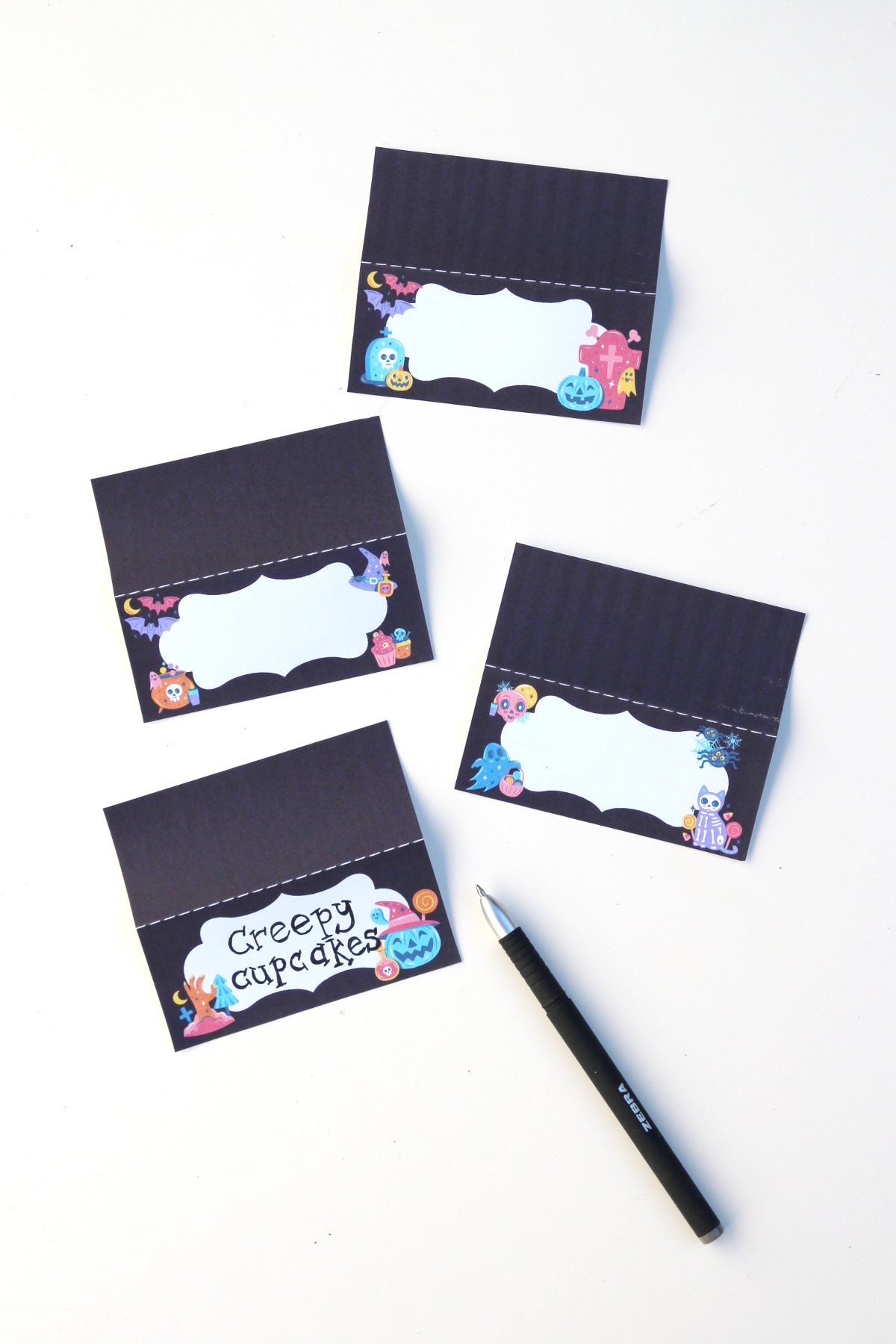 free printable halloween food tent cards