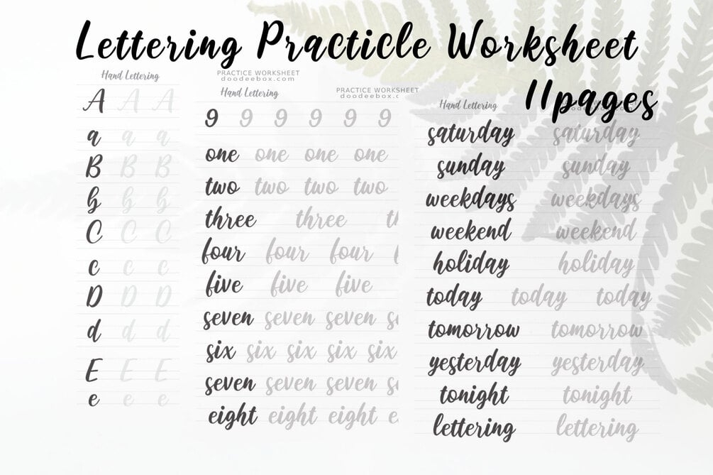 Hand Lettering Practice Sheets Practice Worksheets Calligraphy