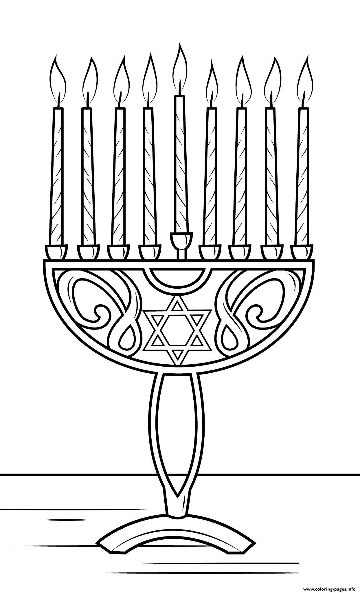 Hanukkah Menorah Coloring Page Printable