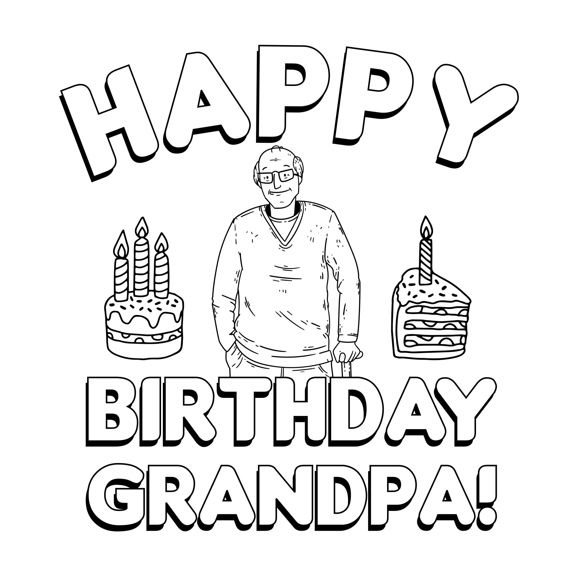 Happy Birthday Grandpa Coloring Card Coloring Pages