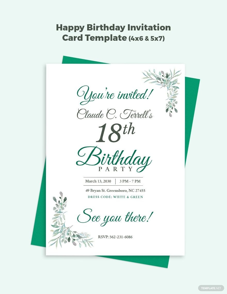Happy Birthday Invitation Card Template In PSD Illustrator Word 