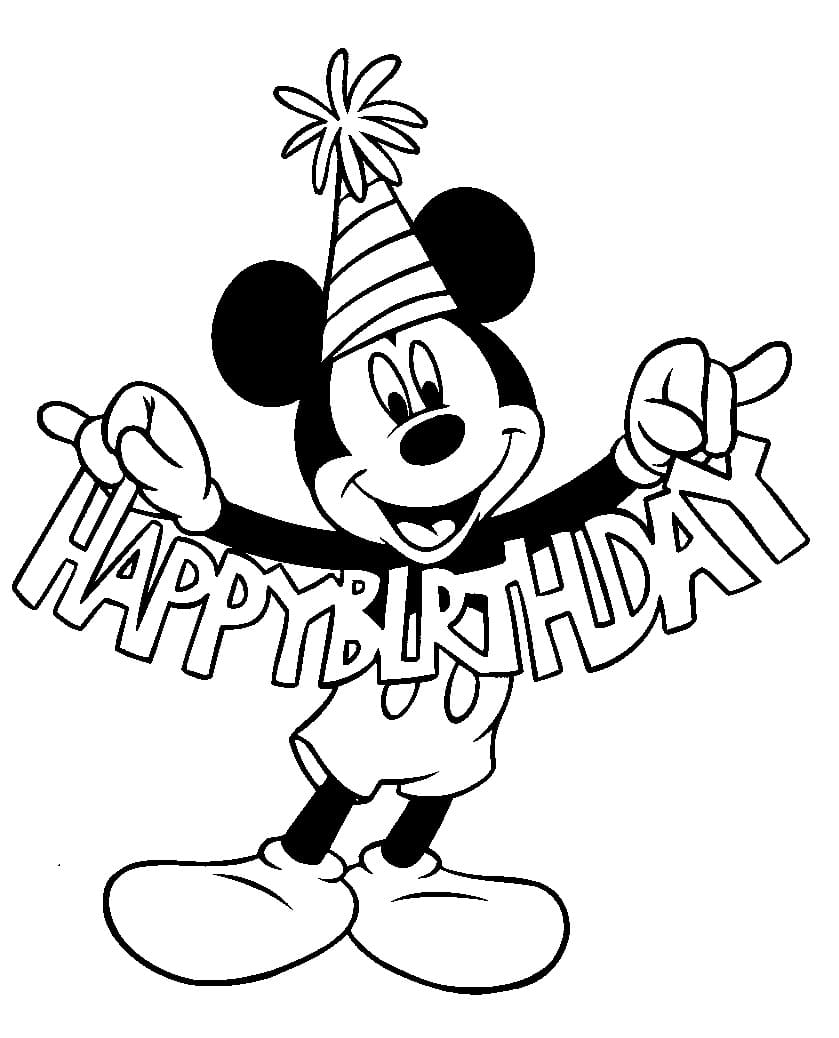 Happy Birthday Mickey Coloring Page Free Printable Coloring Pages For 