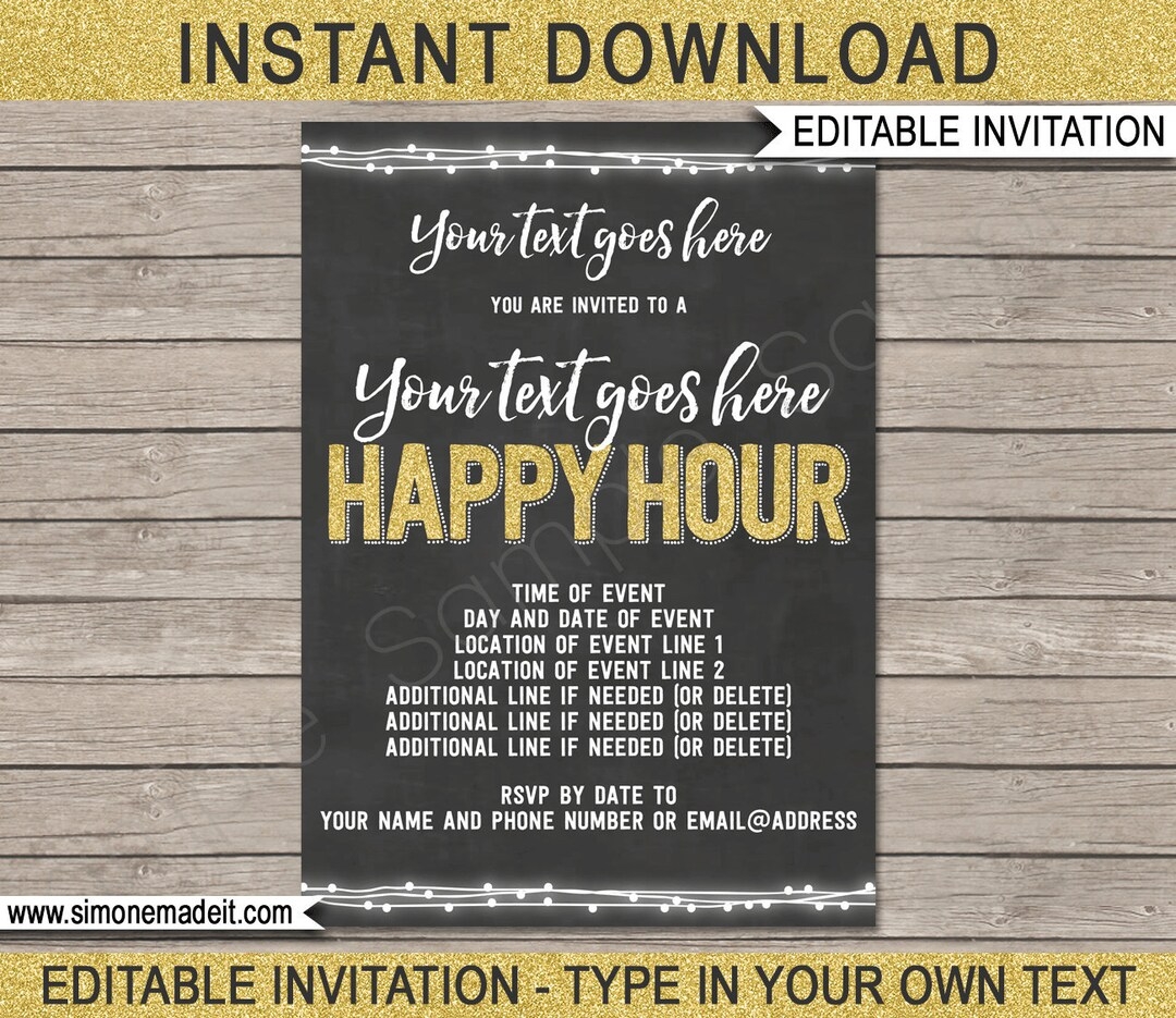 Happy Hour Invite Template Printable Drinks Flyer Invitation 