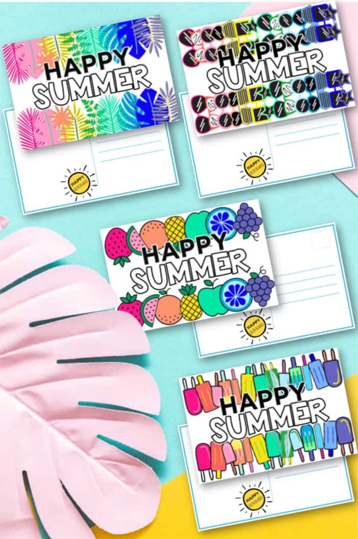 Happy Summer Printable Postcards Made With HAPPY