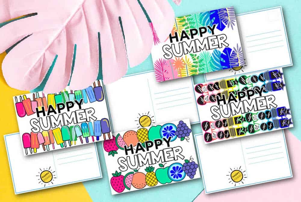 Happy Summer Printable Postcards Made With HAPPY