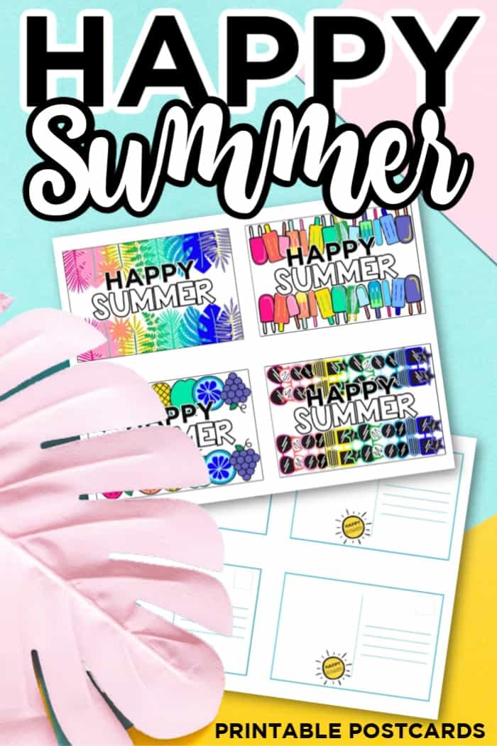 Happy Summer Printable Postcards Made With HAPPY